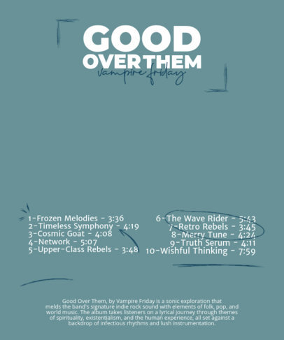 Back-View T-Shirt Design Creator Featuring the Tracklist of a Music Band's Project ed6911f