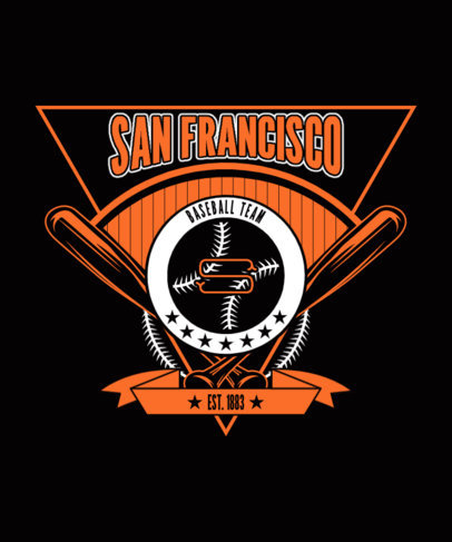 T-Shirt Design Template with Illustrated Bats for a University Baseball Team ed6935h