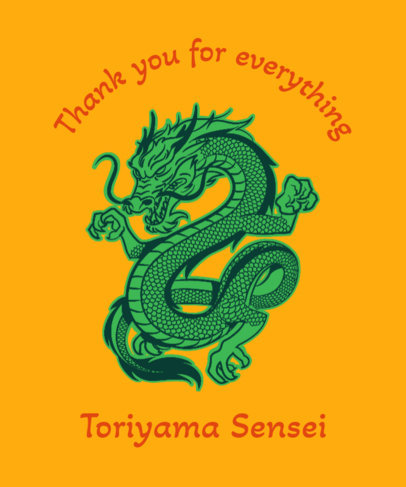 T-Shirt Design Maker with an Illustrated Dragon and a Quote Remembering Akira Toriyama 5250-6482