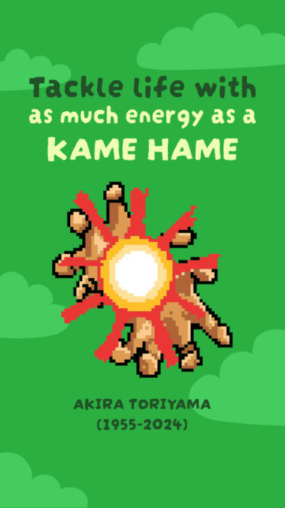 Instagram Story Template with a Kamehameha-Inspired Illustration in Memory of Akira Toriyama 6110-6482