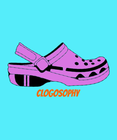 T-Shirt Design Template Featuring a Colorful Clog Shoe Illustration
