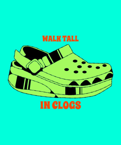 T-Shirt Design Template with an Illustrated Platform Clog Shoe Graphic