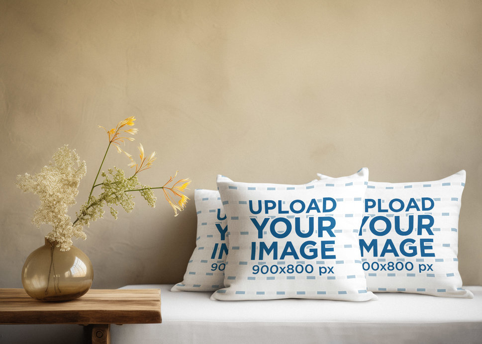AI-Generated Mockup Featuring Pillows in a Relaxing-Decorated Room