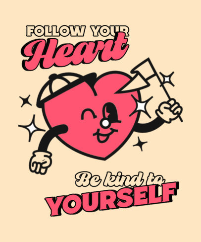T-Shirt Design Template Featuring a Cheerful Heart Illustration with a Happy Quote 6445i