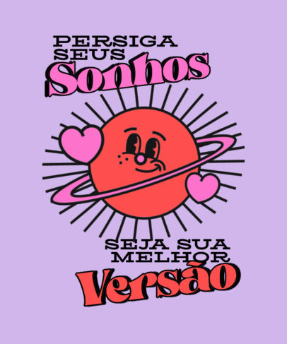 T-Shirt Design Generator Featuring an Illustrated Happy Planet with a Positive Quote 6445k