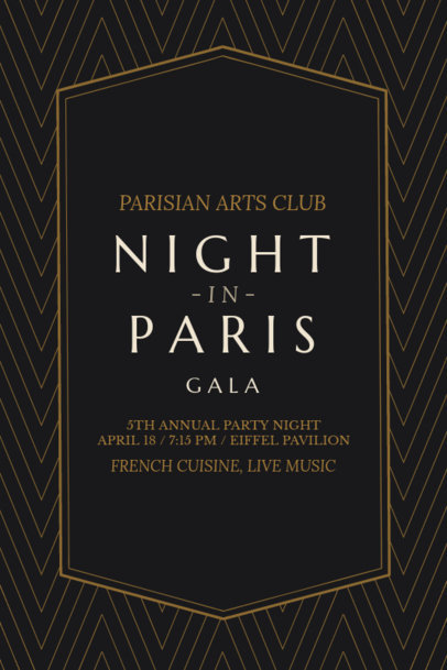 Elite Invitation Template for an Annual Parisian Art Gala Event 6458h