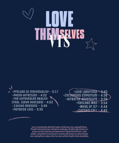 Back-View T-Shirt Design Template Featuring a Boy Band's Tracklist ed6911i