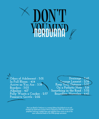 Back-View T-Shirt Design Creator for Music Fans Featuring a Rock Band's Tracklist ed6911j