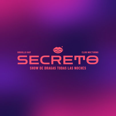 Gay Club Logo Generator Featuring Illustrated Lips and a Gradient Background