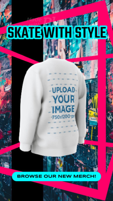 Video of a Spinning 3D Crewneck Sweatshirt for a Skater Fashion Ad