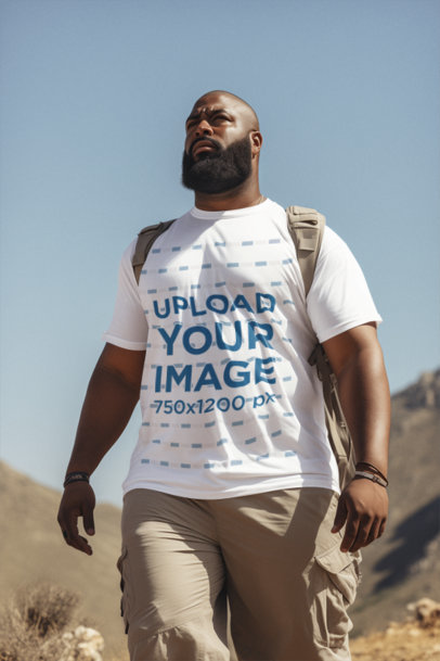 Mockup of an AI-Generated Man with a Beard Wearing a Round-Neck Tee