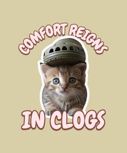 T-Shirt Design Creator Featuring a Sweet Cat With a Rubber Clog Shoe