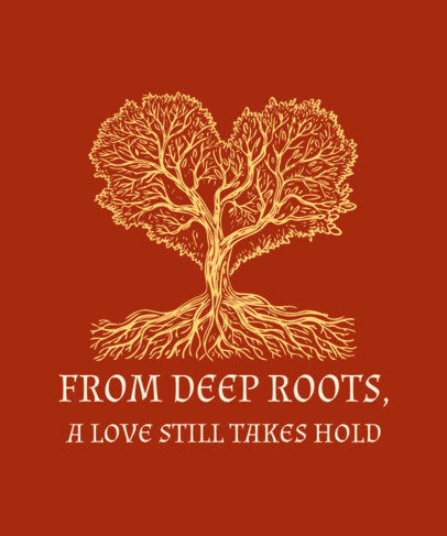 T-Shirt Design Template Featuring a Heart-Shaped Tree and a Phrase 6469