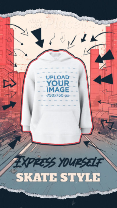 AI-Generated Video of a 3D Pullover Hoodie With a Skater Style Aesthetic 5604e 8113v