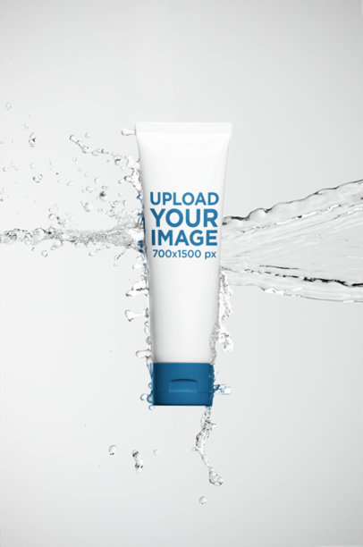 Mockup of a Cosmetic Tube Featuring Splashing Water