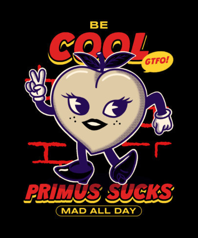 T-Shirt Design Maker Featuring Featuring a Cartoonish Peach Illustration with a Quote 6425m