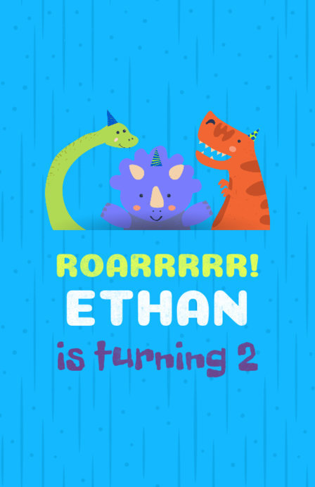 Flyer Maker for a Birthday Party with Dinosaur Illustrations