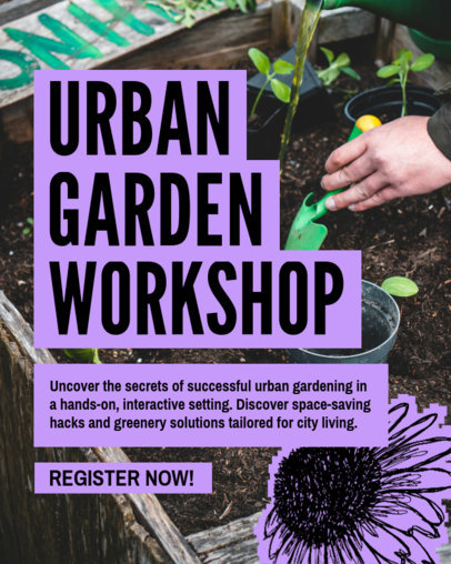 Instagram Post Template Featuring an Urban Garden Workshop Ad 6470d