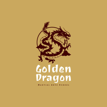 Logo Creator for a Martial Arts School Featuring a Chinese Dragon Illustration