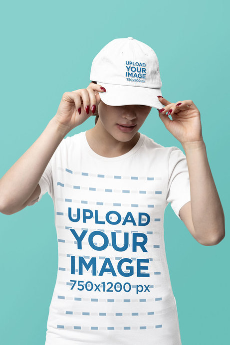 Placeit Bella Canvas T Shirt Mockup Featuring a Woman With Nice Nails