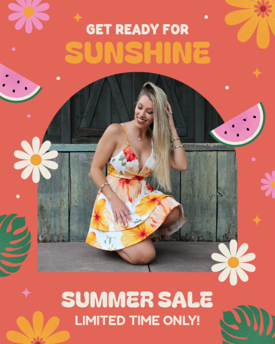 Instagram Post Maker Featuring Summer-Themed Graphics for a Special Promo
