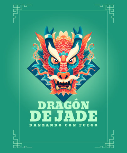 Dragon-Themed T-Shirt Design Template Featuring a Quote