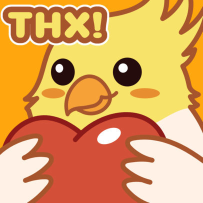 Twitch Emote Design Maker with a Thankful Chicken Holding a Heart 5987 6485