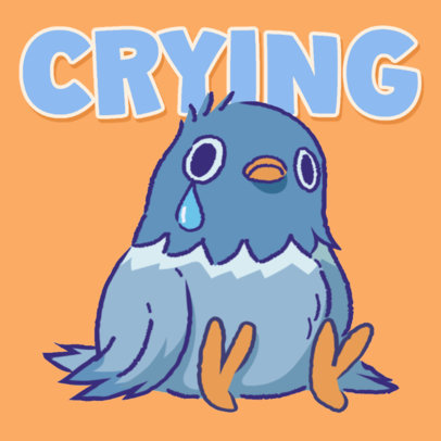 Twitch Emote Template Featuring a Crying Blue Bird 6487