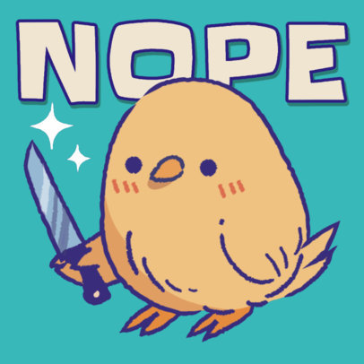 Twitch Emote Maker Featuring a Cute Bird with a Knife 6487