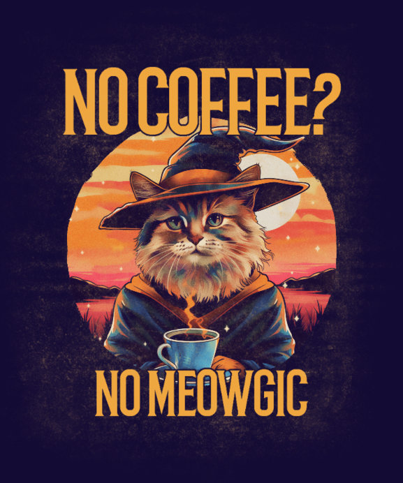 T-Shirt Design Creator Featuring an Illustrated Cat with a Magician Outfit