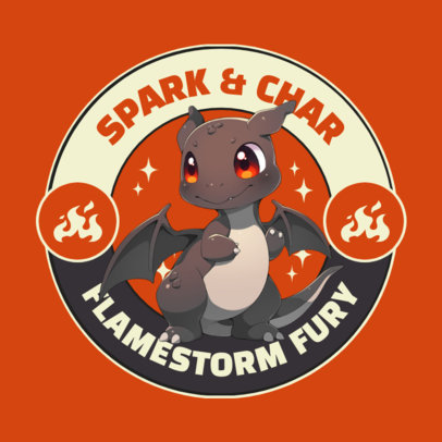 Sticker Design Template With a Pokemon-Inspired Dragon Graphic ED-6949c