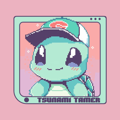 Sticker Design Template Featuring a Cute Cartoon Inspired by Pokemon ed6953a