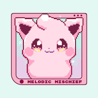 Sticker Design Creator with an 8-bit Cute Creature Inspired by Pokemon ed6953c