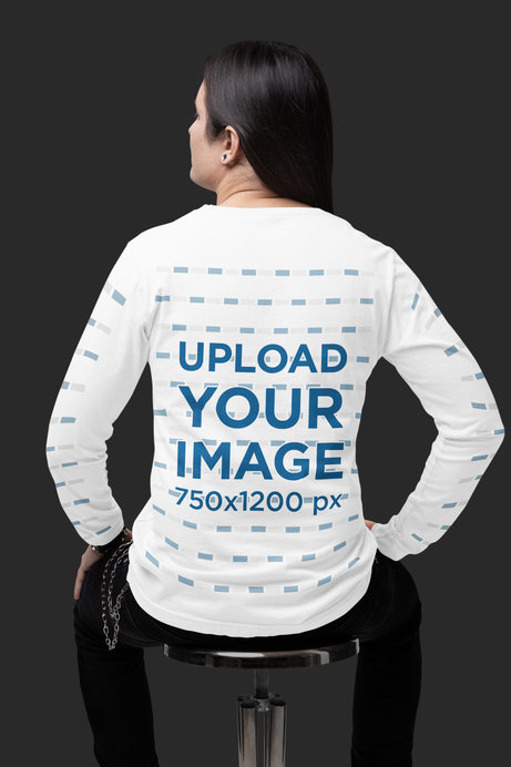 Placeit Back View Bella Canvas Long Sleeve T Shirt Mockup of a Man
