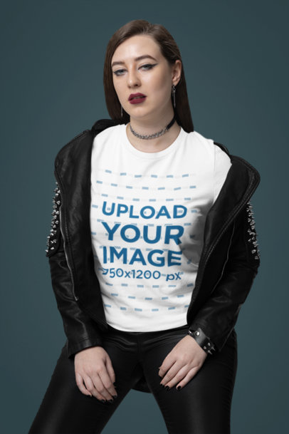 Mockup Featuring a Woman with Heavy Makeup Wearing a Bella Canvas T-Shirt  m38148