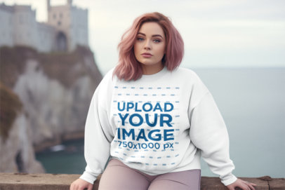 Sweatshirt Mockup Featuring an AI-Created Woman in a Game of Thrones-Inspired Setting