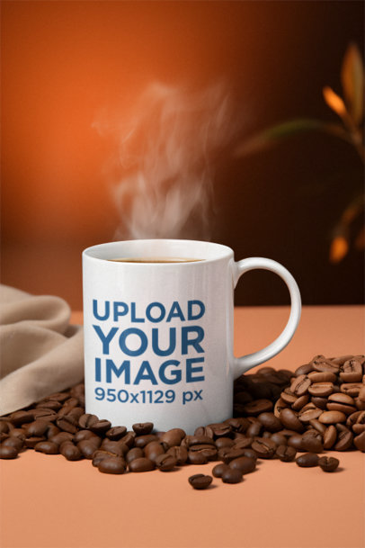 11 Oz Mug Mockup Featuring AI-Created Coffee Beans