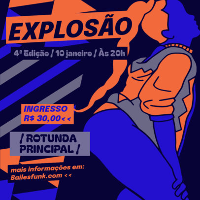 Instagram Post Maker with Illustrated with Illustrated Dancers for a Brazilian Funk Class 6475a