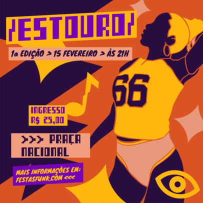 Instagram Post Creator with a Colorful Female Dancer Illustration for a Brazilian Event 6475b