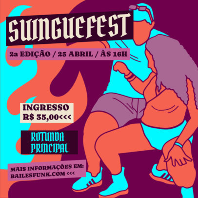 Instagram Post Maker for a Brazilian Festival Featuring Illustrated Dancers 6475e