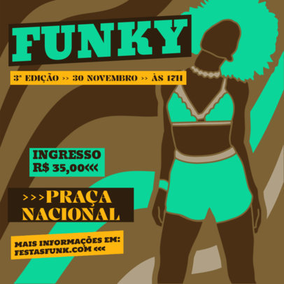 Instagram Post Generator for a Brazilian Funk Class with an Illustrated Dancer 6475k
