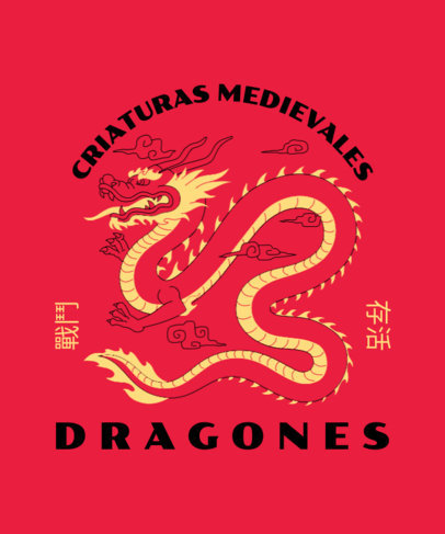 T-Shirt Design Creator Featuring a Traditional Chinese Dragon and a Phrase