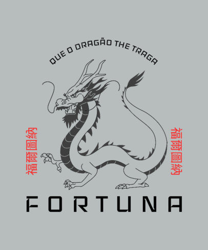 T-Shirt Design Template Featuring a Quote with a Dragon Illustration