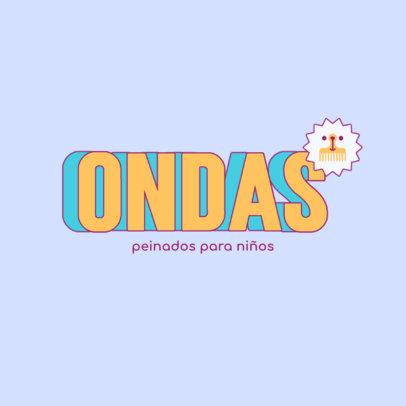 Logo Template with a Cute Graphic for a Kids Hair Salon