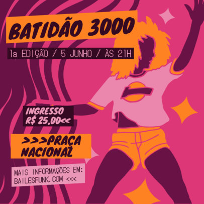Instagram Post Creator with an Illustrated Dancer for a Brazilian Funk Workshop 6475f