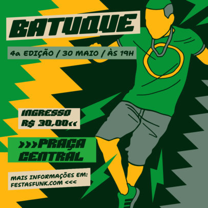 Instagram Post Generator Featuring a Dancer Illustration for a Batuque Event 6475g