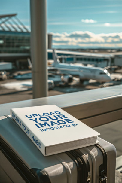 Mockup of an AI-Created Hardcover Book Placed on a Suitcase m38879