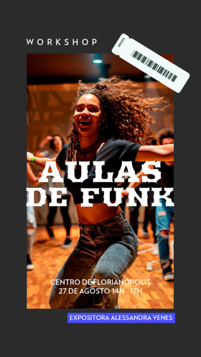 Instagram Story Creator Promoting a Dance School's Funk Workshop 6474n