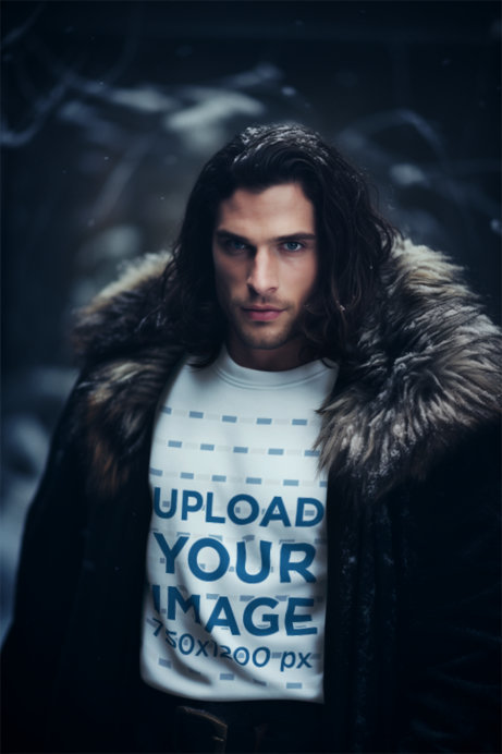 Game of Thrones-Inspired Mockup of an AI-Generated Man Wearing a Sweatshirt