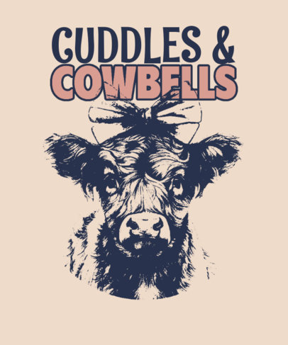 Cute T-Shirt Design Generator Featuring a Cow Graphic and a Cuddles Quote
